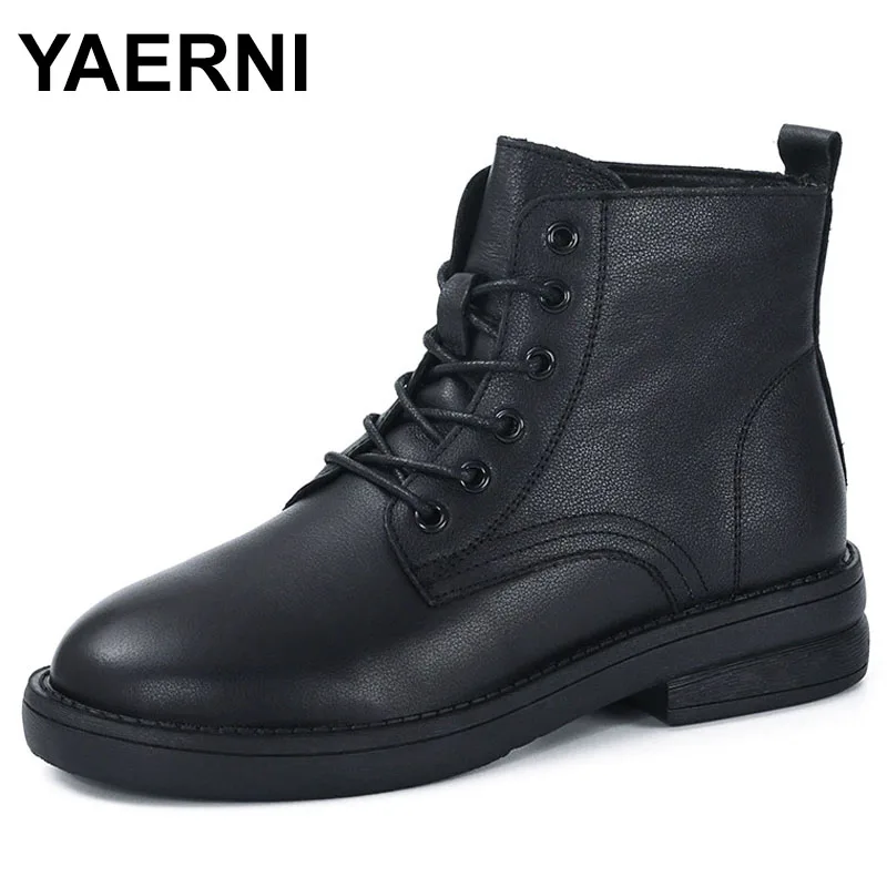 

Genuine Leather Boots Women's New Autumn Winter Versatile Soft Cowhide Briti ort Boots High Top