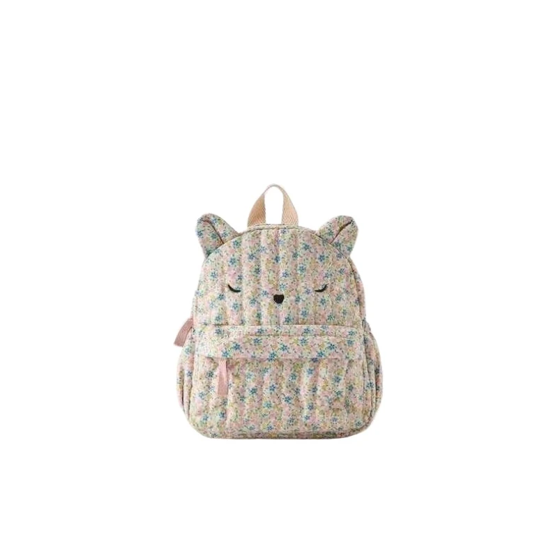 Mochila infantil bordada de desenho animado, mochila infantil com estampa floral para meninas e meninos, mochilas escolares para crianças