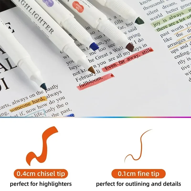 5/15/25 قطعة/المجموعة مزدوجة الرأس هيغليغتر أقلام الكتابة على الجدران علامات فسفورية الفن الملونة رسم علامات Kawaii القرطاسية