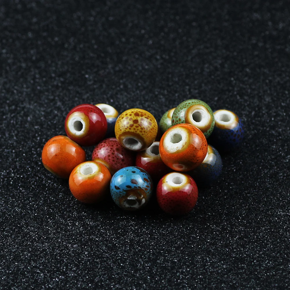 Ceramic Glaze Mixed Color Round Beads Spacers Loose For DIY Jewelry Making Handmade Bracelets Necklaces Accessories 6/8/10/12mm