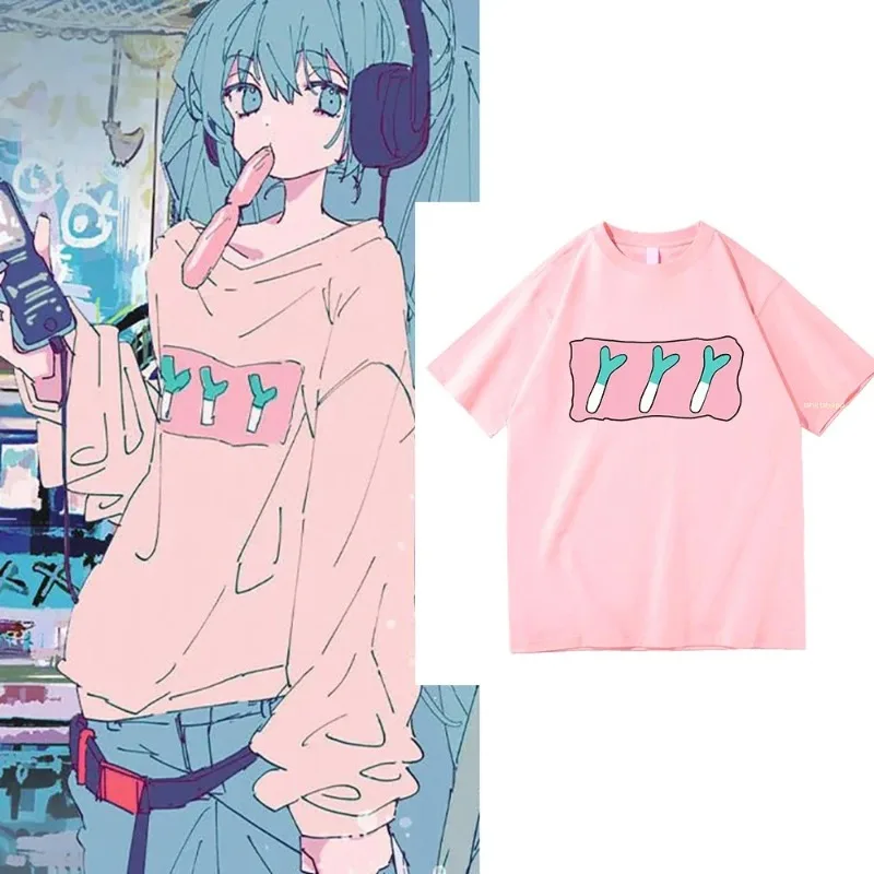 Camiseta Miku البصل الفقرة niña camiseta غير رسمية بونيتا للجنسين Kawaii a la moda para mujer camiseta estampada de veranoropa