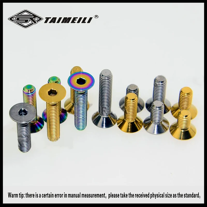 Titanium bolts countersunk M5X10/12/1520/25mm countersunk titanium alloy bolts  six angle sleeves titanium screws  GR5 bicycle