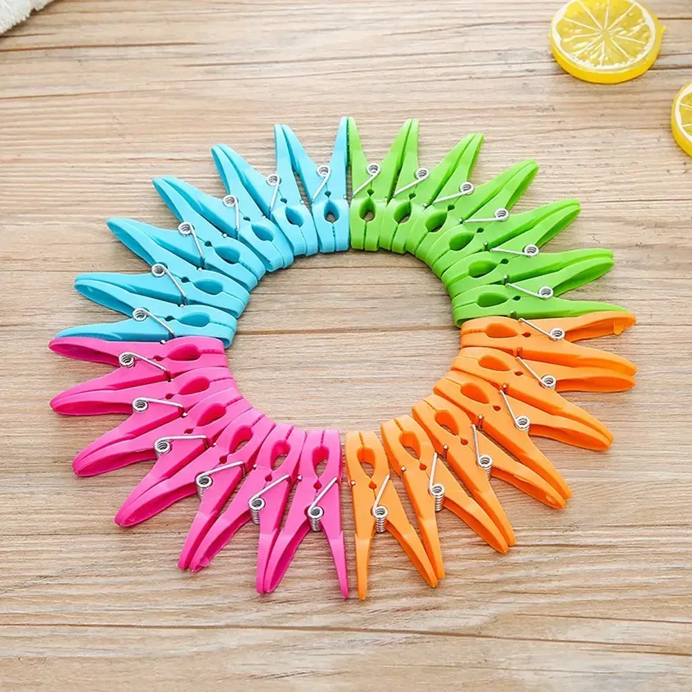 24Pcs/set  Clothespins Hanging Pegs Clips Plastic Hangers Racks Laundry Clothes Pegs Clamps Towel Clips Home Storage Hooks