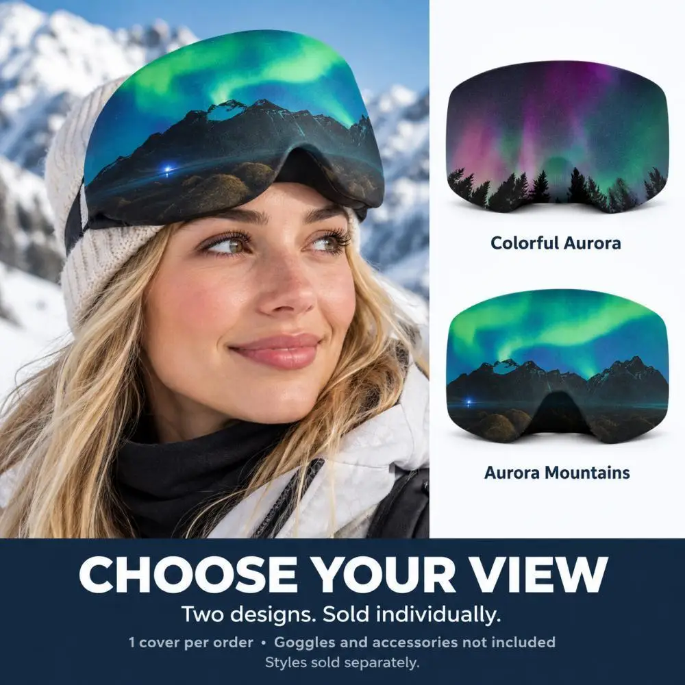 Outdoor Sports Ski Goggle Dust Cover Aurora Pattern Protective Lens Sleeve for Ski Snowboard Gear Accessories - view 3