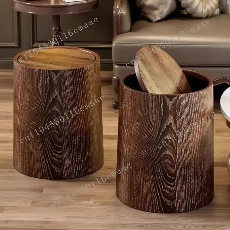 NEW Wood grain trash bin storage bucket Household double living room kitchen office toilet  paper basket storage bucket