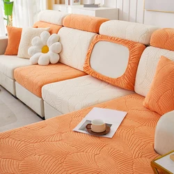 Leaves Jacquard Polar fleece stretchy sofa cover, all seasons for living room, protector for pets/kids
