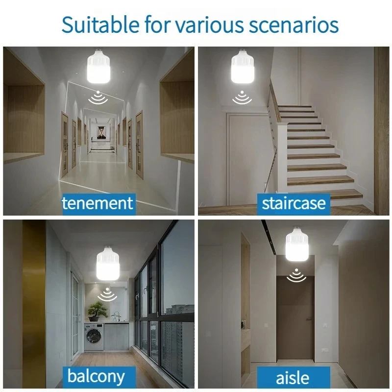 1/2/4pcs E27 Screw Light Bulbs 220V Sound Sensor LED Bulb Saving Energy High Brightness Lamp For Garden Stair Pathway Warehouse image 6