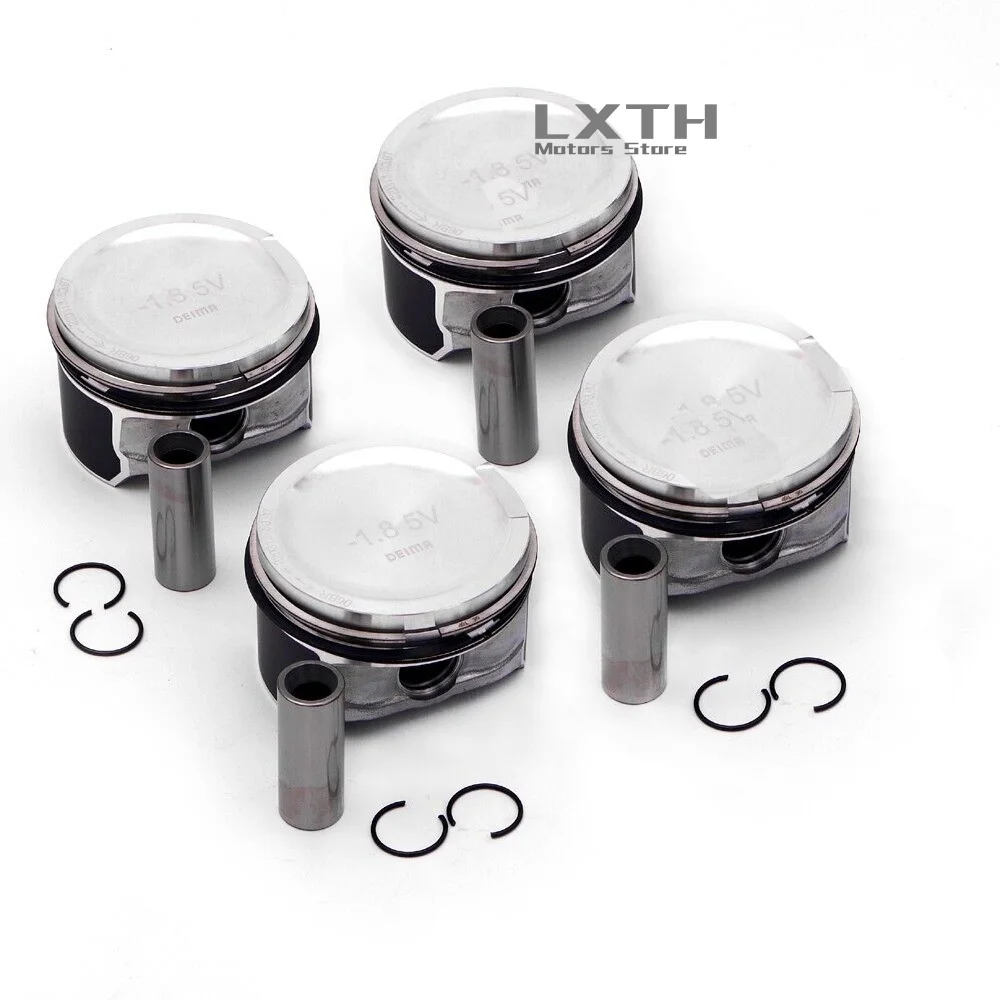 4x Engine Pistons & Rings 81mm STD Set A06B107065N A06B198151B For VW Jetta Beetle Golf GTI Audi A4 1.8T