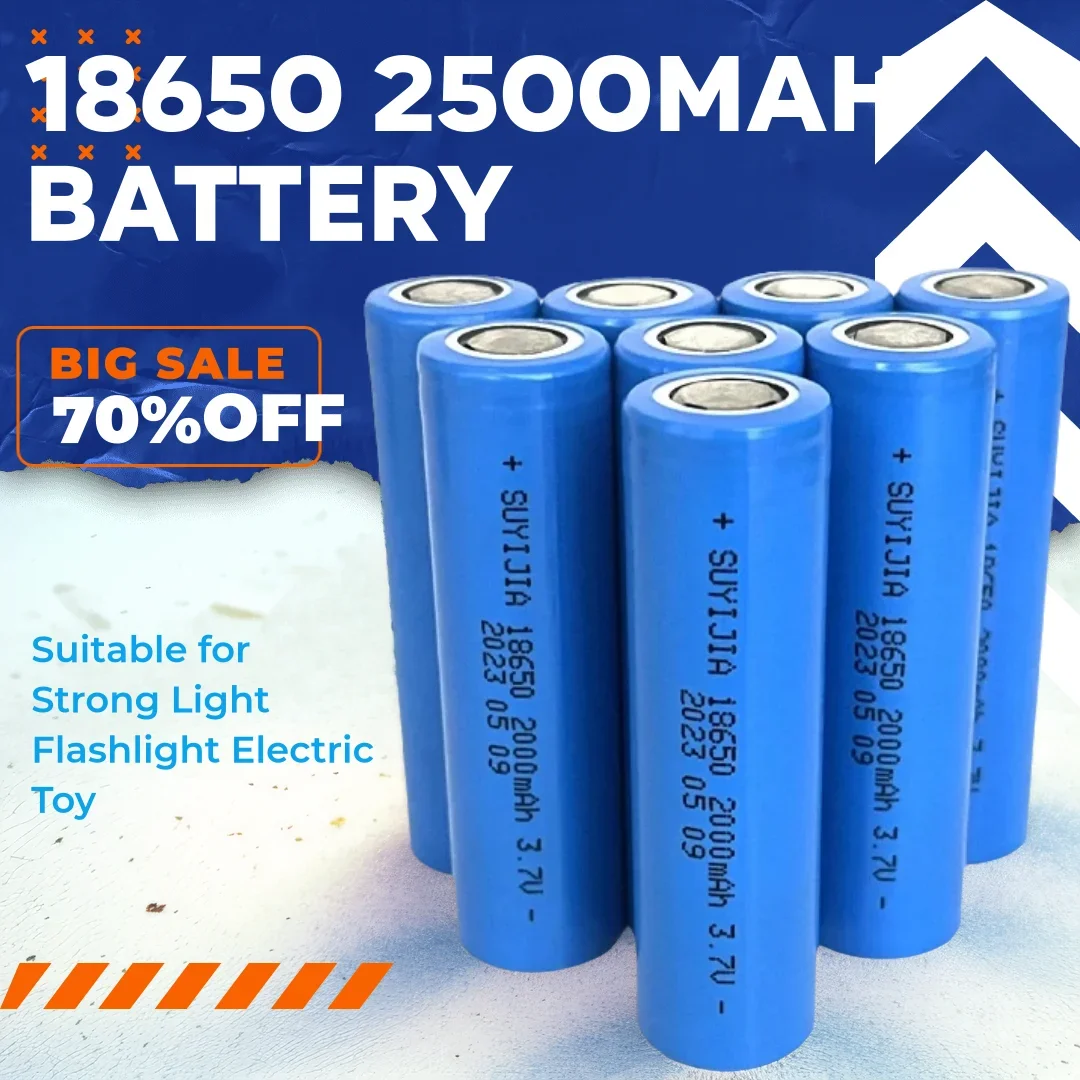 Nowa bateria 18650 3.7V 2000mAh prawdziwa pojemność akumulatory litowe do latarka o silnym świetle kamery elektryczny samochodzik zabawkowy