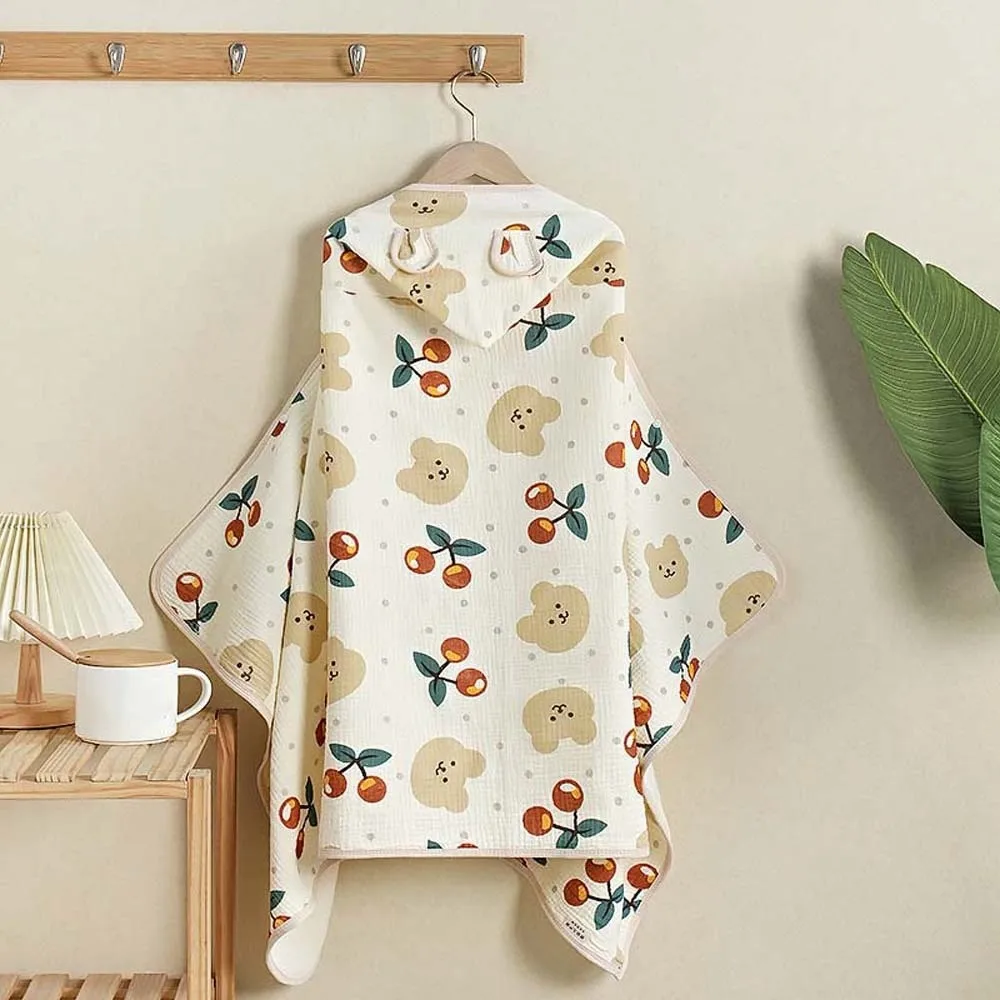 رداء نوم لطيف للأطفال بقلنسوة مناشف كيب ناعمة وسميكة من الشاش بطانية ملفوفة على شكل باندا كارتونية مطبوعة للأطفال رداء حمام للشاطئ