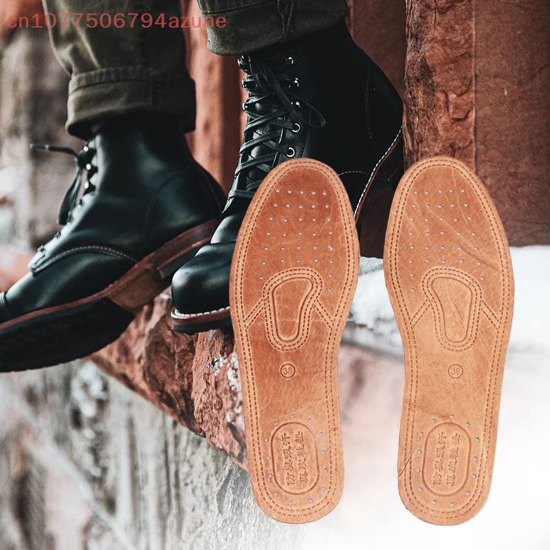 

1 пара мужских стельок из натуральной воловьей кожи — удобные дезодорирующие кожаные вставки для обуви для повседневной обуви