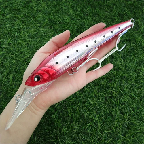 Imagen 2 del producto Señuelo de pesca de 14cm/50g, 18cm/98g, para buceo profundo de 7-9m, cebo artificial tipo Minnow, señuelos oscilantes, aparejos de pesca, cebo para pesca marina