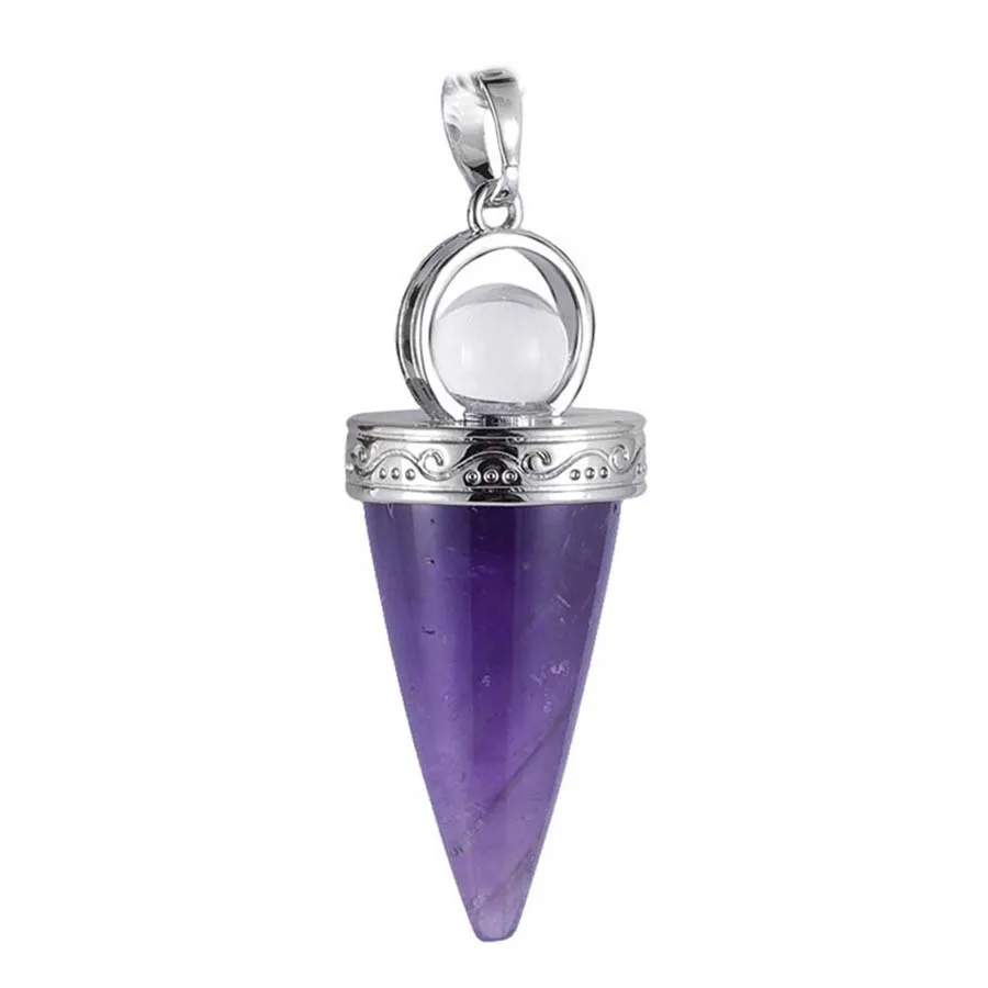Charms Natural Healing Crystal Cone Stone Pendants For Women Amethyst Rose Quartz Agate Choice Men Pendant Jewelry Gifts