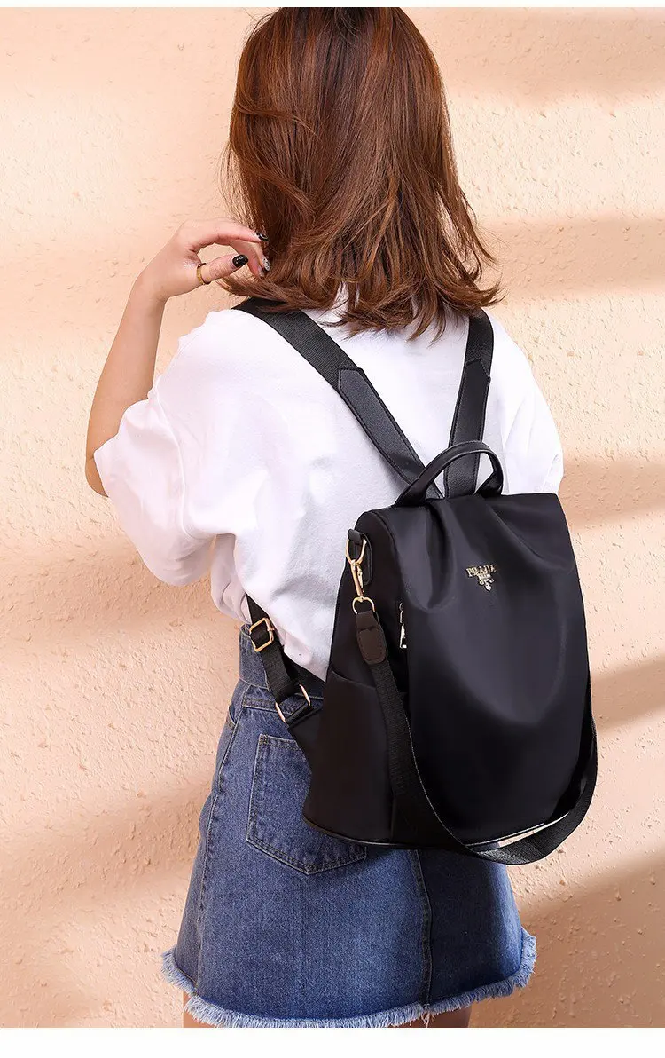 Multi-functional backpack for women, simple and versatile, dual-purpose, water-repellent and anti-theft bag, large-capacity nylo