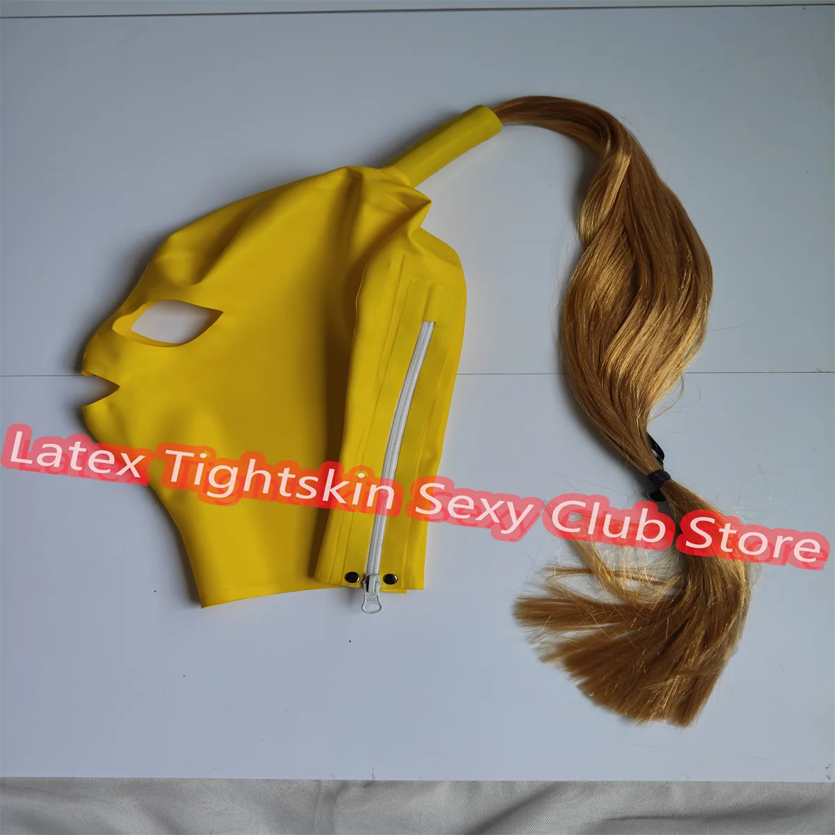 

Handmade Latex Mask Yellow with Wig Cosplay Rubber Hood High Elasticity Headwear Halloween Cosplay Costume for Men Women