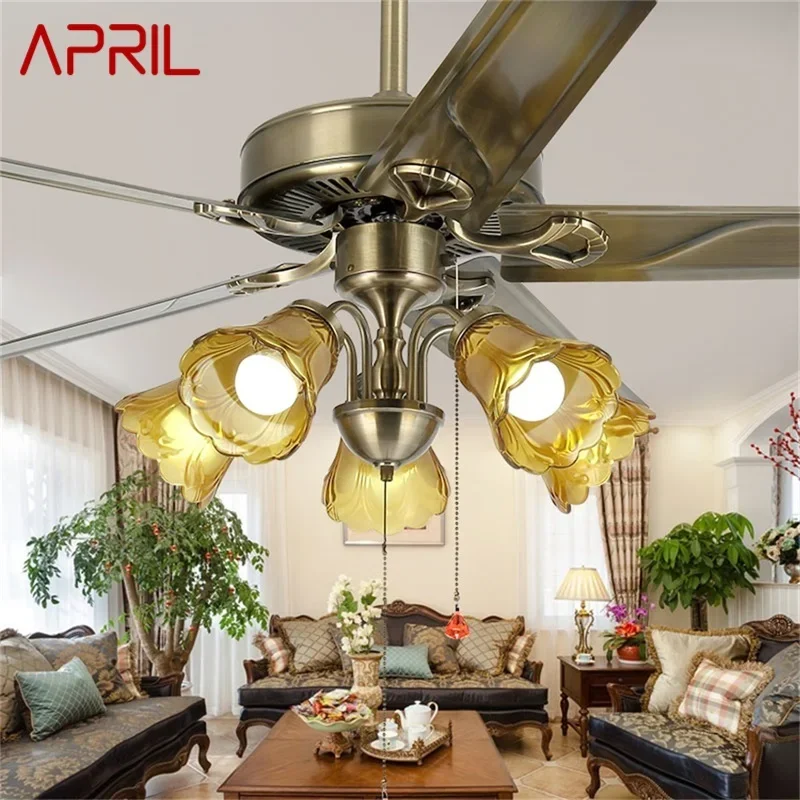 

APRIL classical Ceiling Fan Light Big 52 Inch Modern Lamp With Remote Control LED For Home Living Room