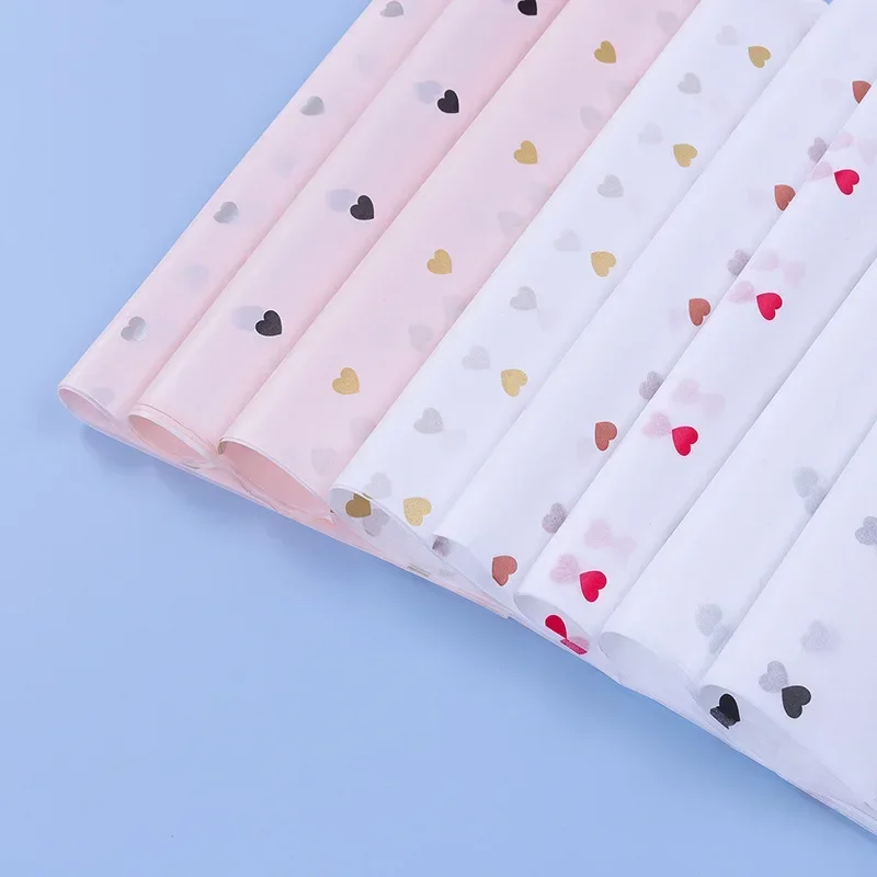10 Sheets/lot 50*70 Cm Gift Wrapping Paper DIY Handmade Craft Star Love Dot Pattern Tissue Paper Floral Packaging Material