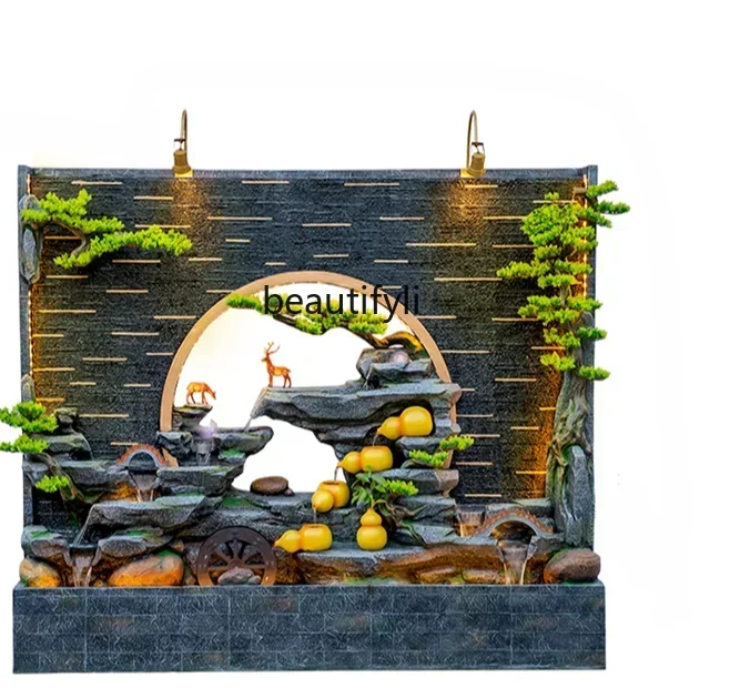 

lt Big Rockery Water Wall Fountain Decoration Fish Tank Circulating Water Curtain Wall Home Hallway Decorative Landscape