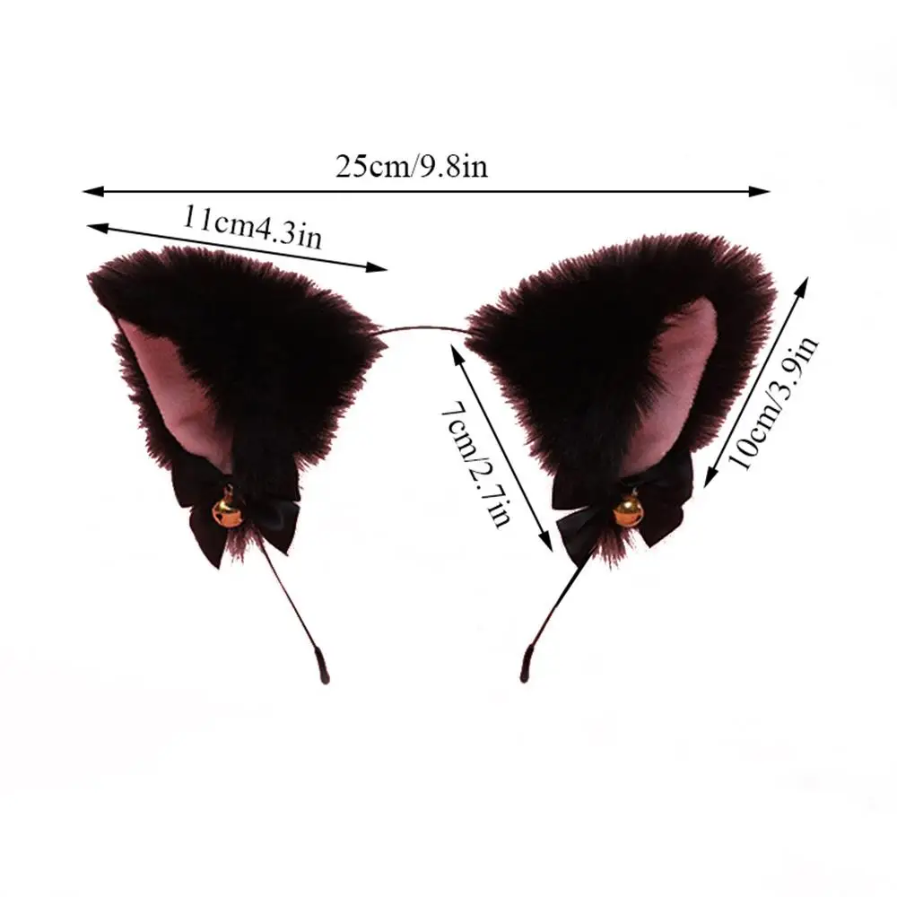 Fox Ear Hair Hoop Plush Cat Ears Bell Headband DIY Hair Accessories Sweet Head Hoop Soft Furry Hairbands Faux Fur Bandeau