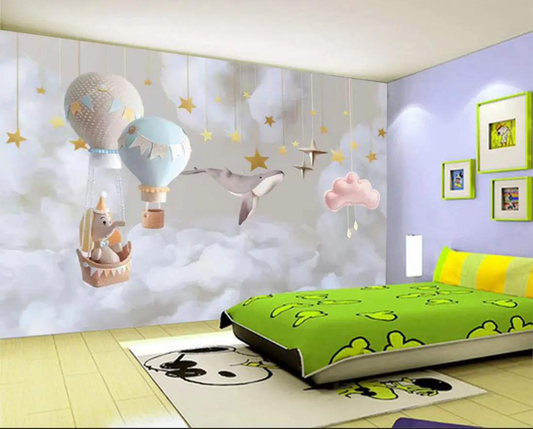 Custom wallpaper hand-painted children's room hot air balloon star mural home decoration living room bedroom animal 3d wallpaper