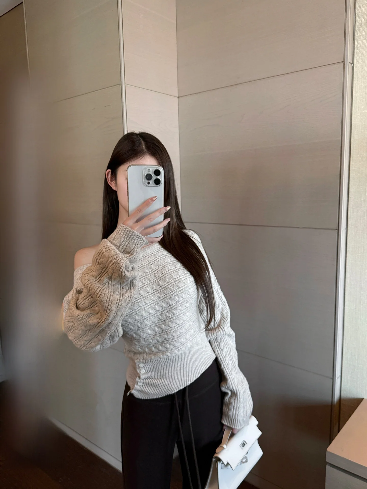 

BULENG Spicy Girl Slant oulder Knitted Sweater Women's Spring Autumn Batwing Sve Casual Sle Polyester Blend Long Sv...
