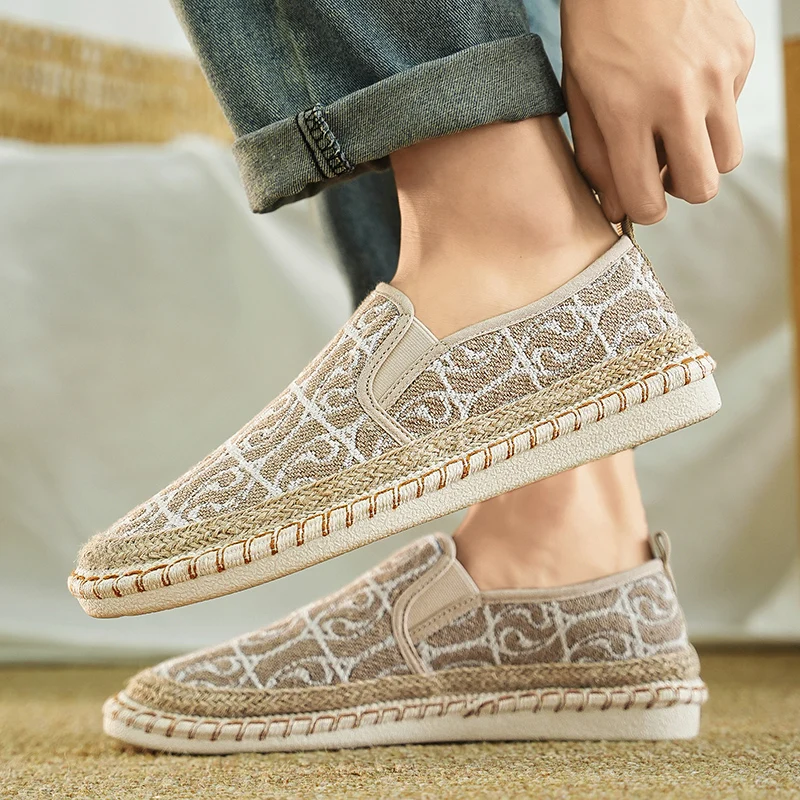 Zapatos Náuticos Bohemios, Mocasines Bordados Sin Cordones, Zapatos de Lona para Hombre, Transpirables, de Suela Plana, Ligeros, Zapatos de Pescador