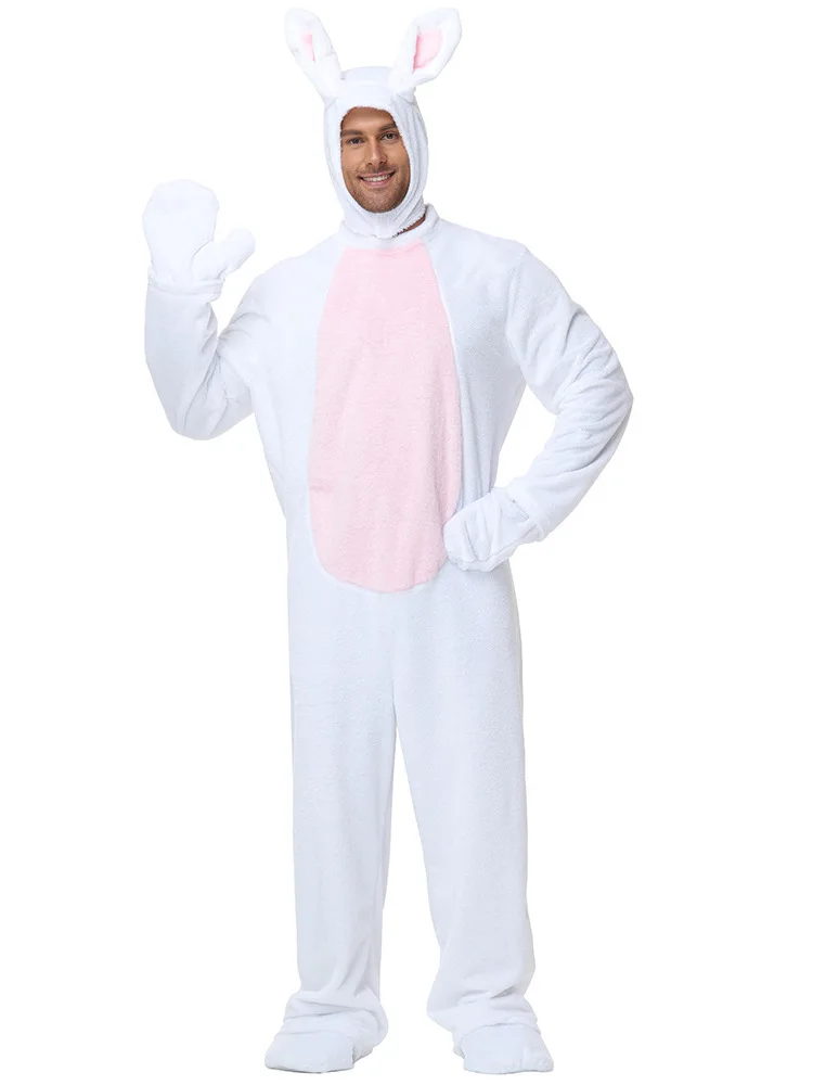 زي أداء نيسيي على شكل أرنب أبيض للهالوين ملابس لمرحلة لعب الحيوانات للبالغين من ألياف البوليستر 00% تقليدية... #4