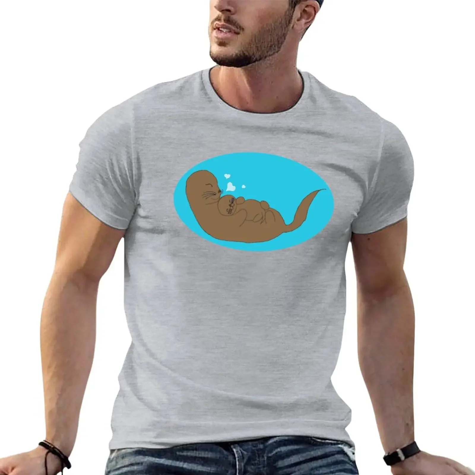 Mama and Baby Sea Otter T-Shirt tees cute tops t shirts for men pack