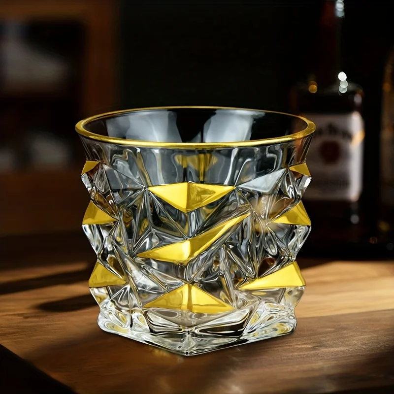 Whiskey Glass Gold Line Wine Whisky Glasses Golden Painted Crystal Barware Multi-function Beer Cocktail Home Water Coffee Cup