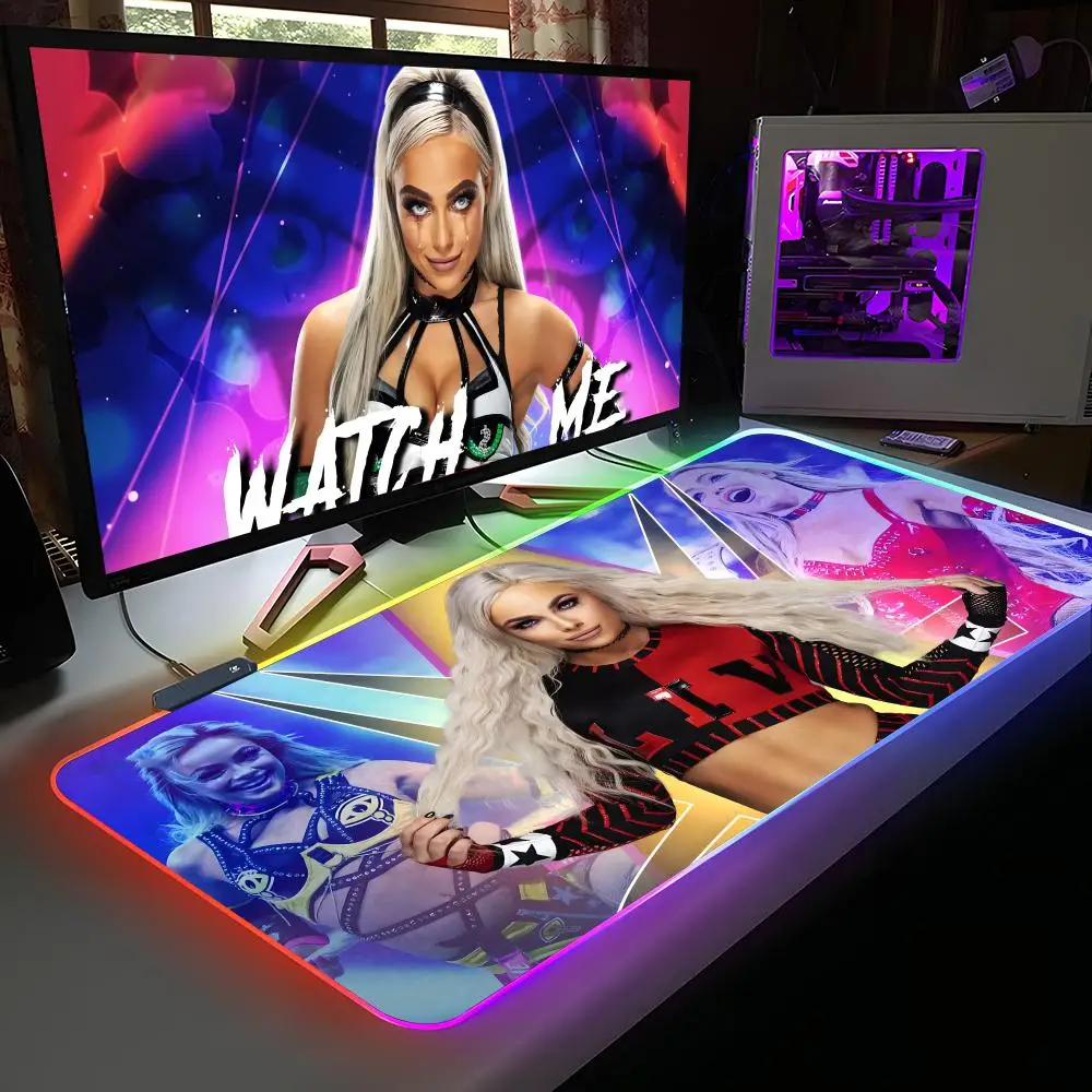 

Liv Morgan Mouse Pad RGB Rubber Computer Laptop Official Game Colored esports Aesthetic Pretty Fashion Luxury Gift Mat