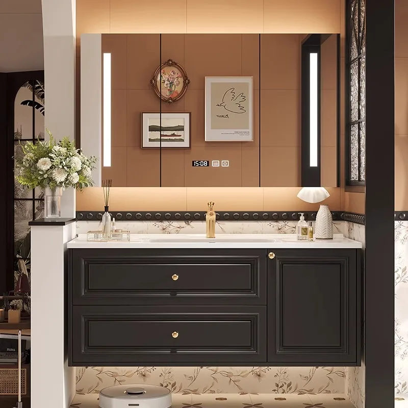 Waterproof Storage Bathroom Cabinet Luxury Antique Wall Mounted Organization Cabinet Sink Mirror Armoir Salle De Bain Furniture