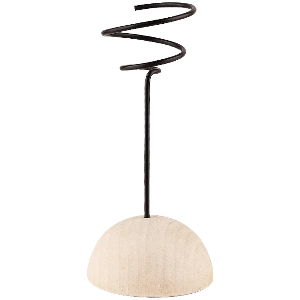 Desktop Plant Display for Air Plant Holder Sleek Finish Polished Wood Material Metal Bracket Support Compact Design