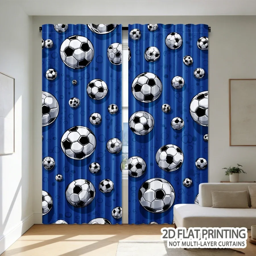 2PCS Digital Printed Curtains, Blue Red Star Celestial Patriotic Space, Rod Pocket Window Drapes for Living Room Bedroom Decor