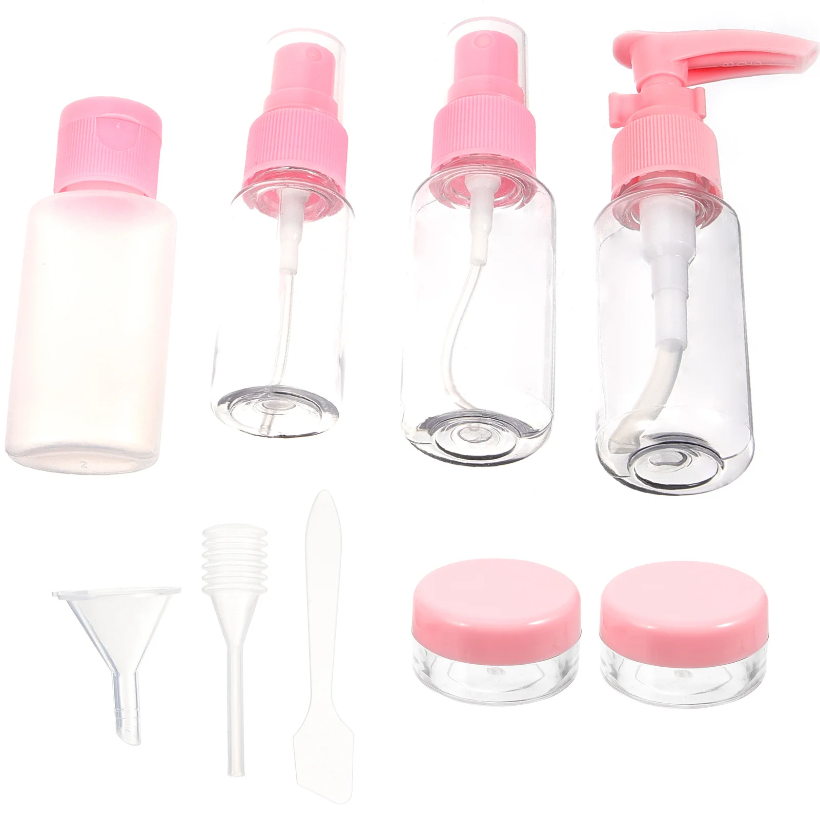 10개입 공간 절약 여행용 메이크업 병 세트 휴대용 용기 샴푸 로션 누드 핑크 여행용 메이크업 병