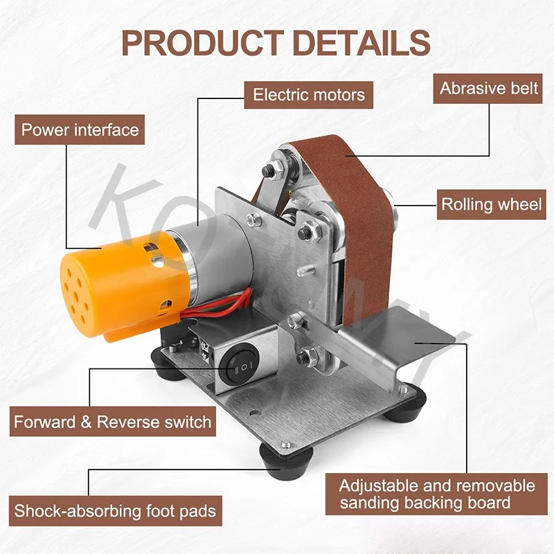 DIY Mini Belt Sander 7 Speed Adjustable Electric Grinding Sanding Machine Low Noise Cutter Sharpener Sander For Metal 110V-220V