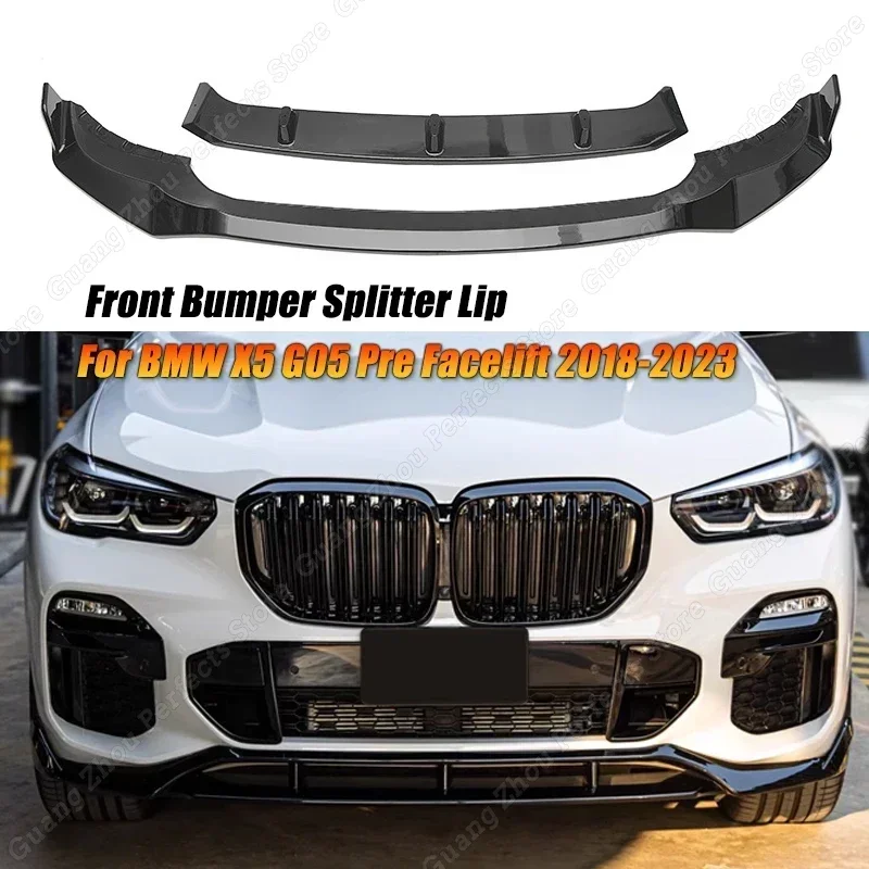 

4Pcs Car Front Bumper Lip Splitter Spoiler Body Kit Diffuser Guard ABS For BMW X5 G05 Pre Facelift 2018 2019 2020 2021 2022 2023