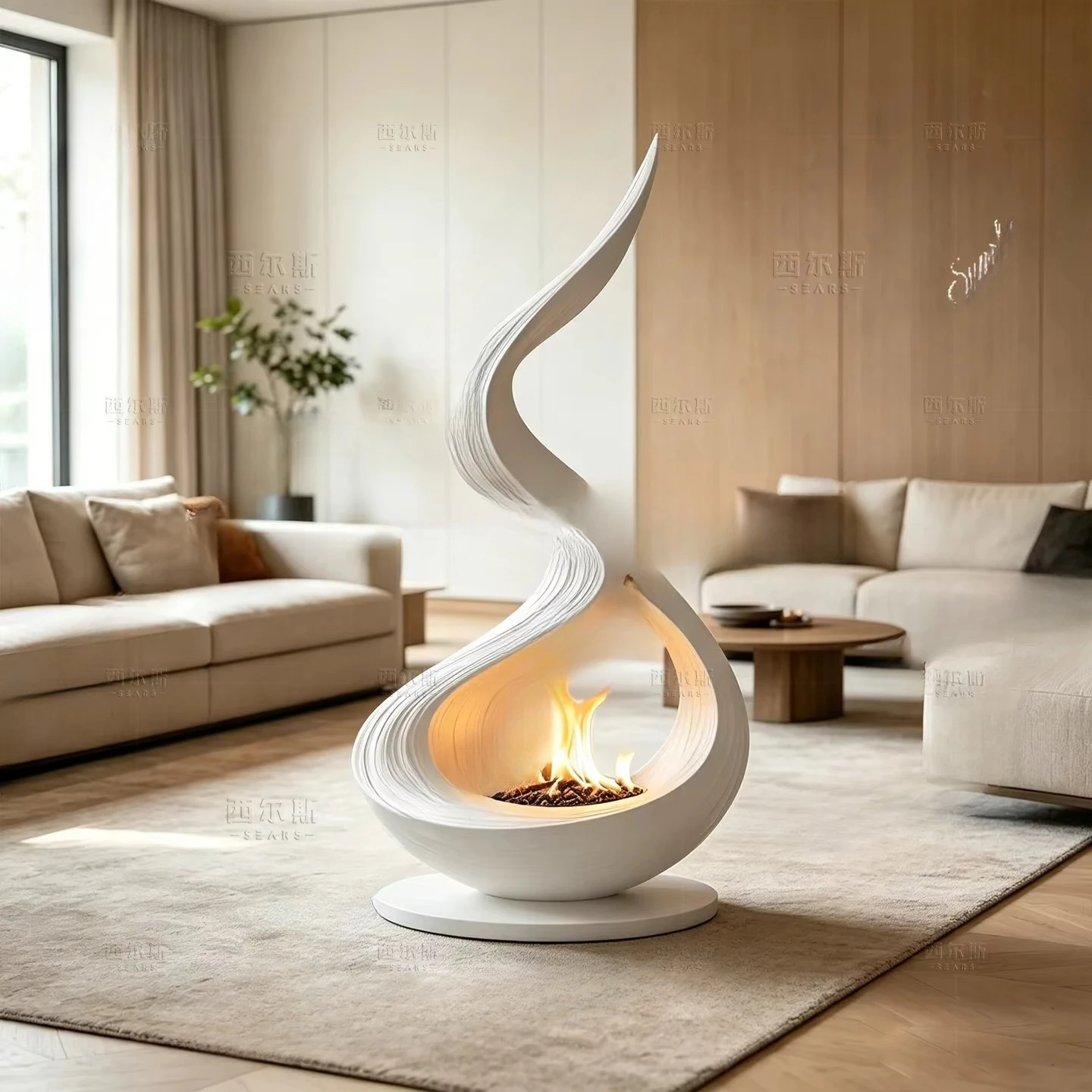 High-end custom floor-to-ceiling special-shaped fireplace fashion heater