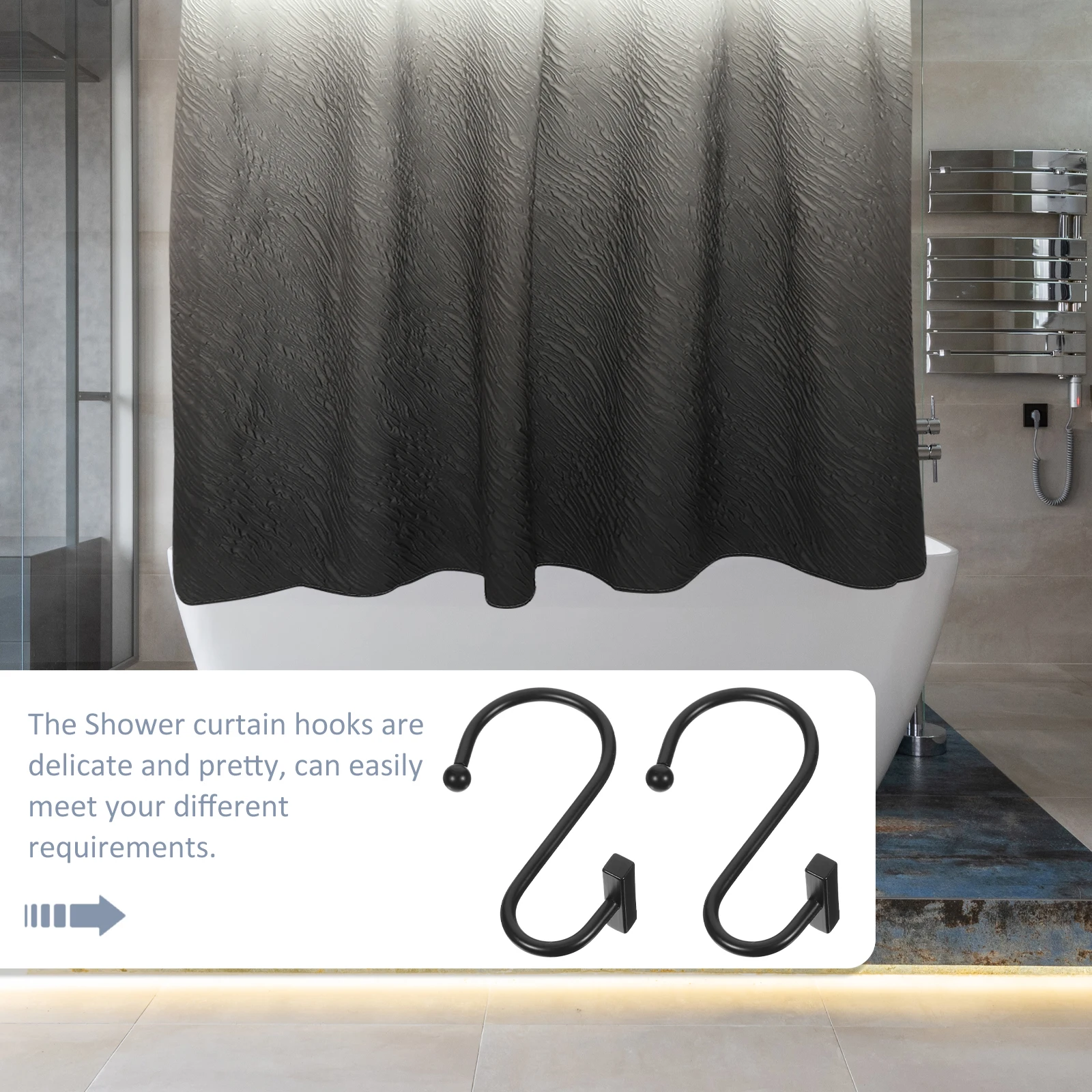 

12Pcs Stainless Steel Shower Curtain Hooks Smooth Slide Simple Design Bedroom Bathroom Decor Curtain Hanger Bathroom Hooks