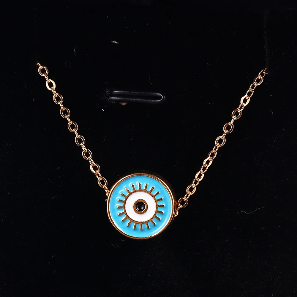 Collar con colgante de Hamsa para hombre y mujer, gargantilla de moda, colorido, redondo, turco, mal de ojo, regalos de joyería a amigos, 2023