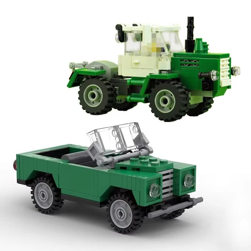 Idea Urban Sports Car Mini Convertible Off Road Vehicle Building Blocks MOC Green Tractor Model Boy's Puzzle Toy Birthday Gift