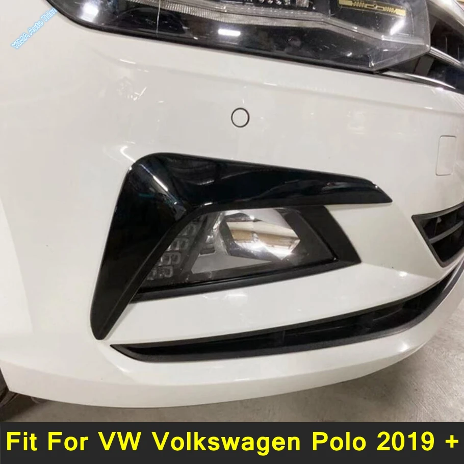 

Auto Front Bumper Fog Lights Lamp Eyebrow Cover Trim Wind Knife Exterior Modification Sticker For VW Volkswagen Polo 2019 - 2023