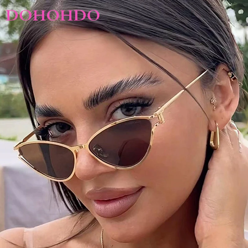 

Luxury Trending Metal Small Frame Cat Eye Women Sunglasses Designer Brand Cool Men Sunglass Party Travel Eyewear UV400 Lentes