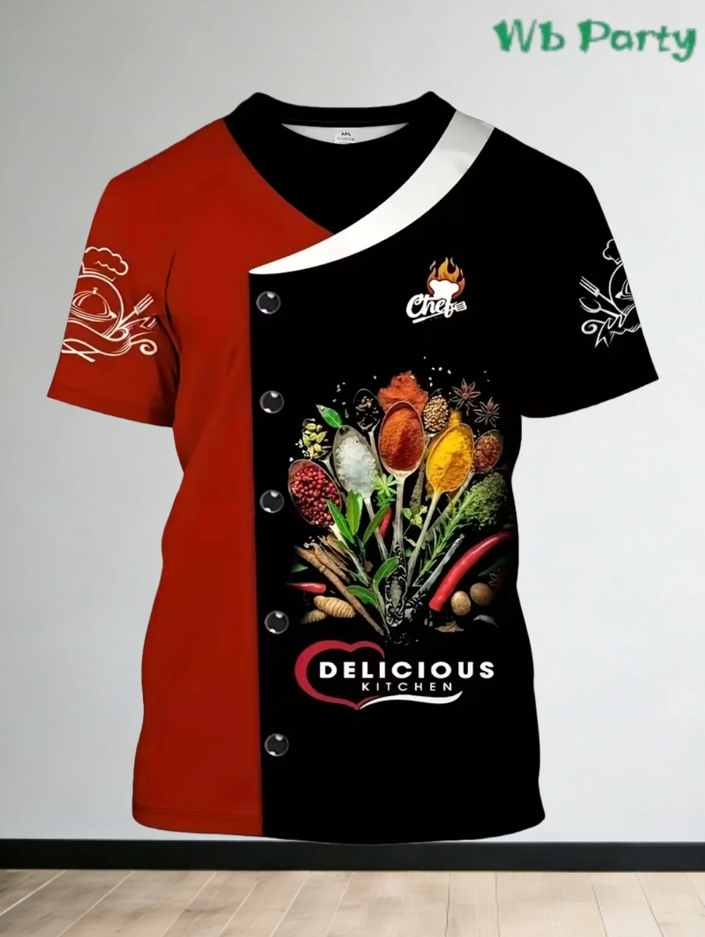 Men T-Shirts 3D Printed Fashion Chef Graphic Summer Short Sleeve Work T-Shirts Loose Lightweight Oversized Funny Work Tees Tops