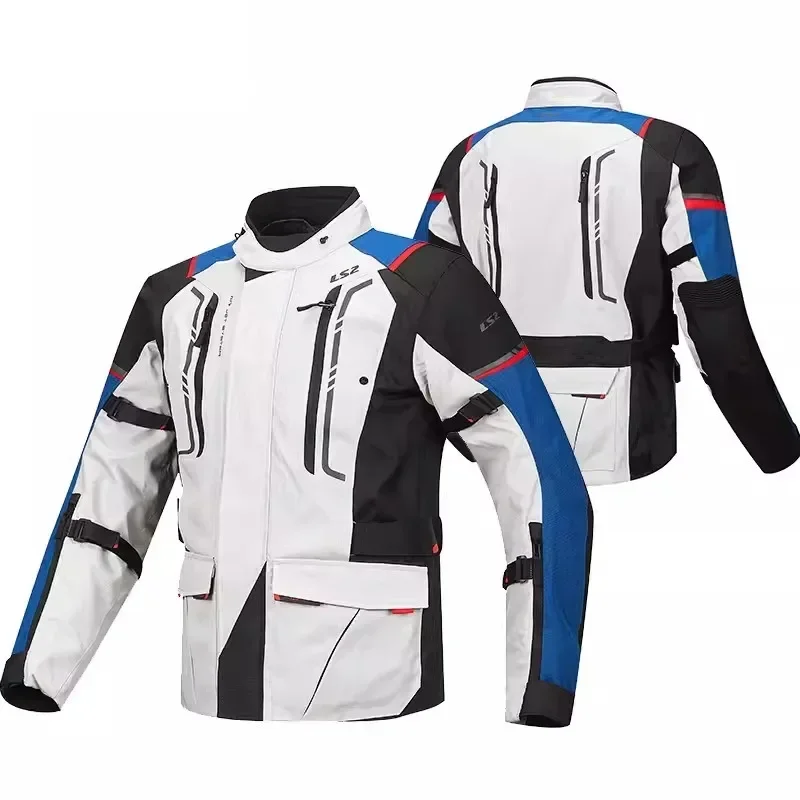 LS2 Motorcyclist Jacket Men Off-road Motorcycle Warm Waterproof Ventilate Fall Jacket Racing Jacket Keep Warm and Windproof