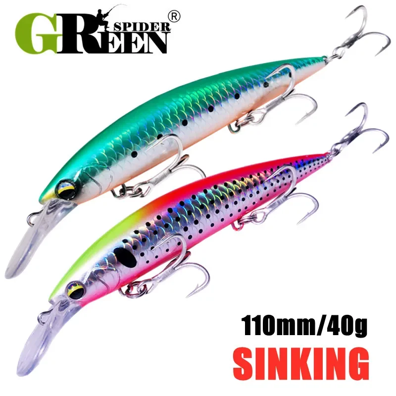 GREENSPIDER Jerkbait pesado hundimiento – Señuelo artificial lubina