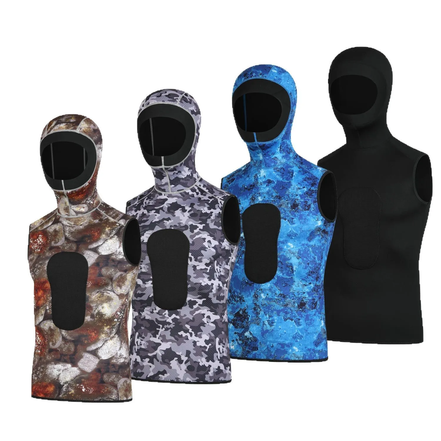 

Men's Thermal 3mm Diving Vest with Hood Sleeveless Surfing Wetsuit Split Camouflage Neoprene Diving Suit Spearfishing Vest Tops