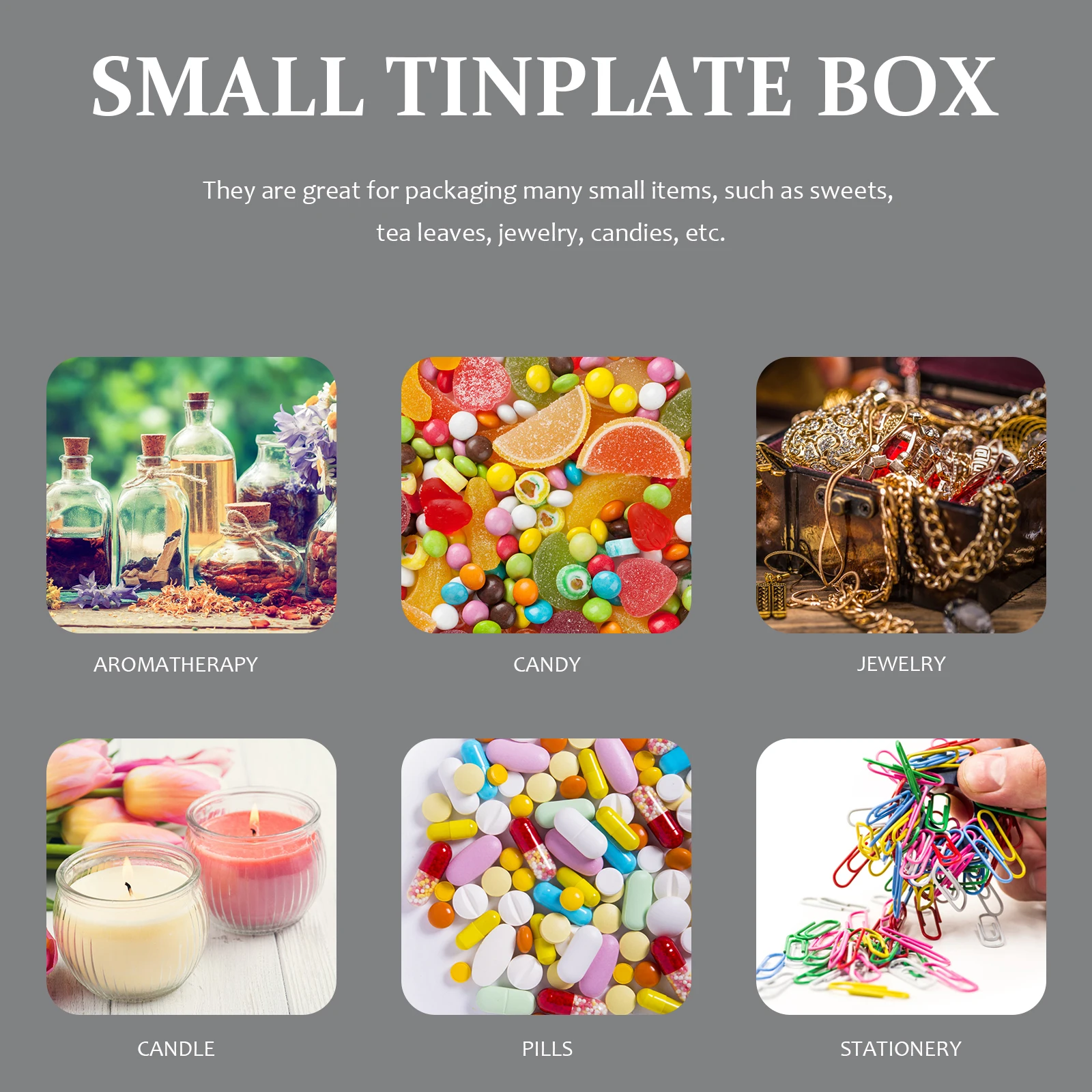 

2pcs Food Storage Containers Rectangular Tinplate Boxes Tea Mini Lids Small Tins Home Organizer Candy Storage Solution
