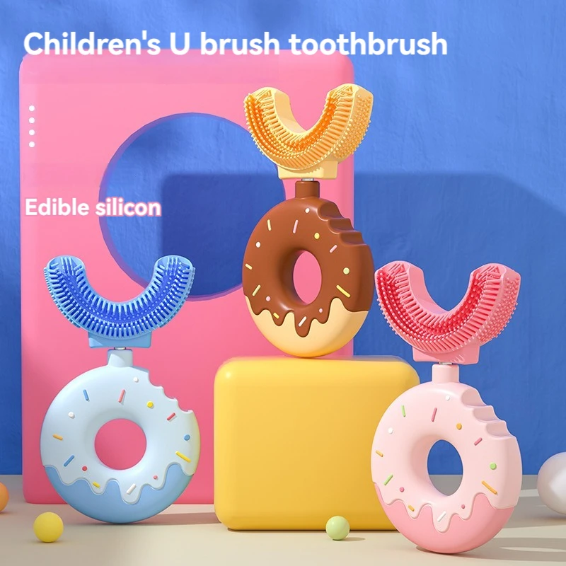 Baby Toothbrush Manual Children Teeth Oral Care Clean Brush 360 Degree U-shaped Silicone Infant Teethbrush Newborn Kid Teethers