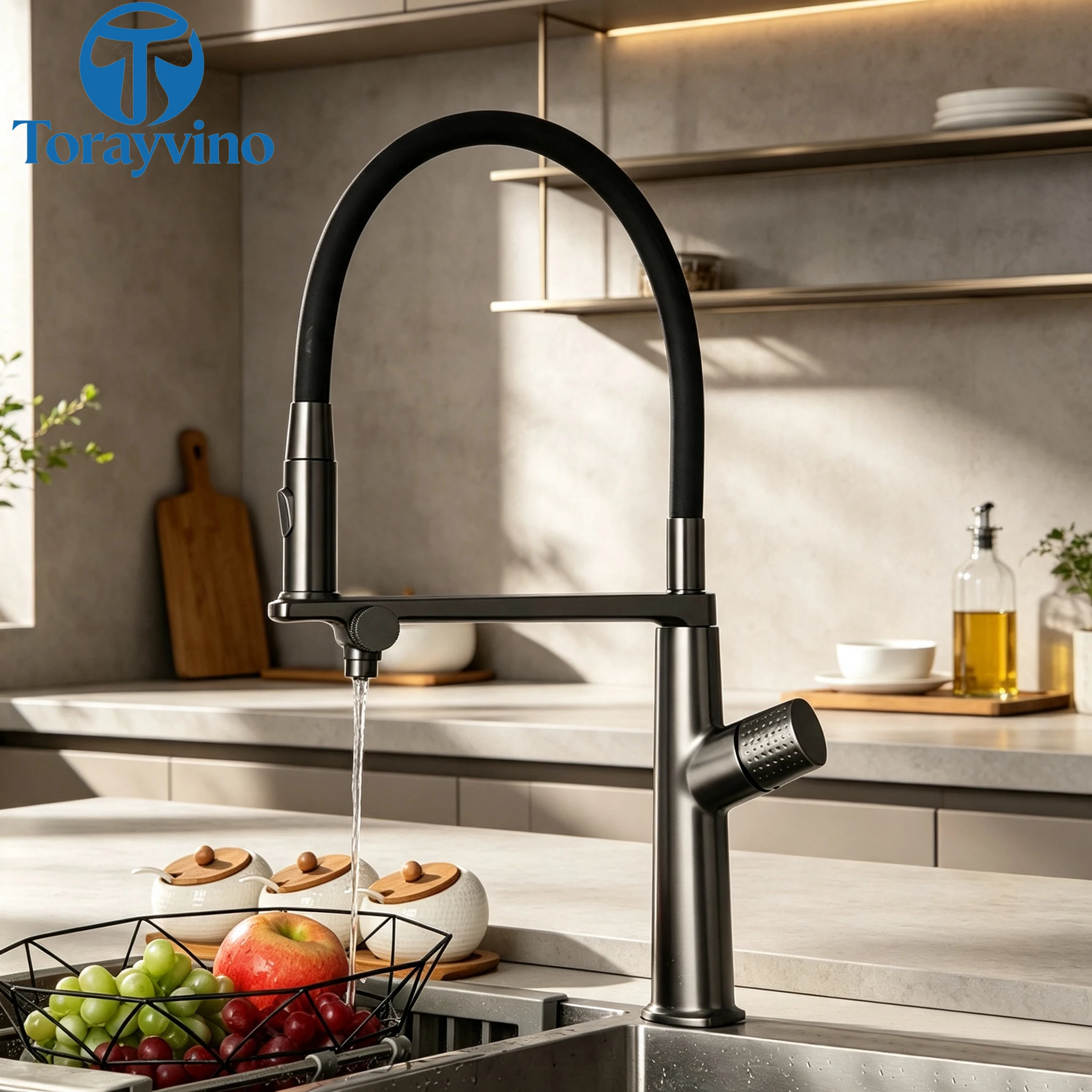Torayvino Luxury Kitchen Faucet With Separate Drinking Water Pull Out Kitchen Sink Faucet Swivel 360 Pull Down Sprayer Mixer Tap