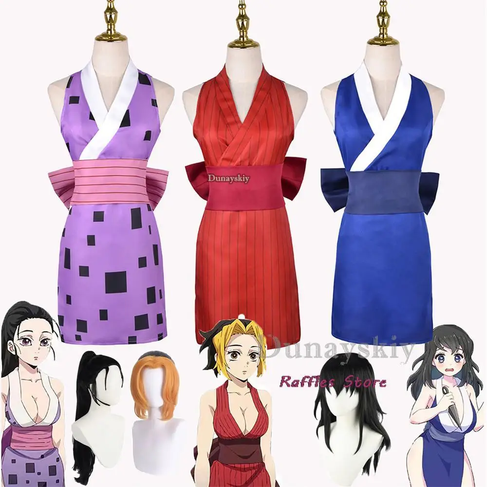 Anime Suma Hinatsuru Makio Cosplay Traje, Uzui Tengen Esposa Uniforme, Vestido de Carnaval de Halloween, Entretenimento, Uniforme para Entretenimento